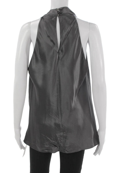 Vince Women Silk Cowl Neck Sleeveless Tunic Blouse Gray Size L