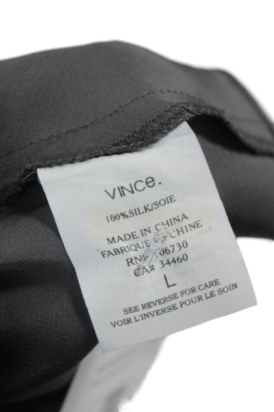 Vince Women Silk Cowl Neck Sleeveless Tunic Blouse Gray Size L