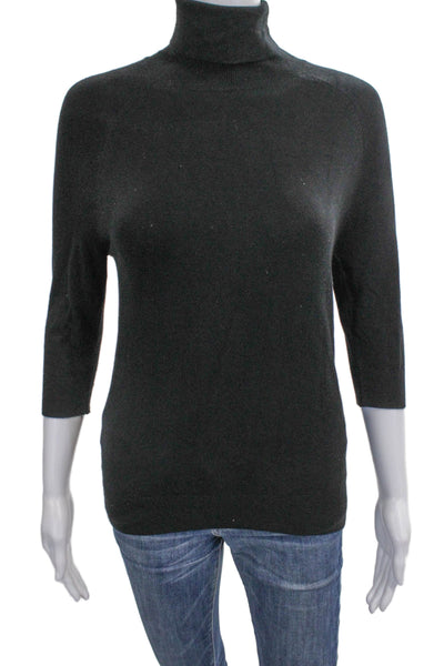 Zara Womens Black Turtleneck Pullover Sweater 3/4 Sleeve Polyester Size M