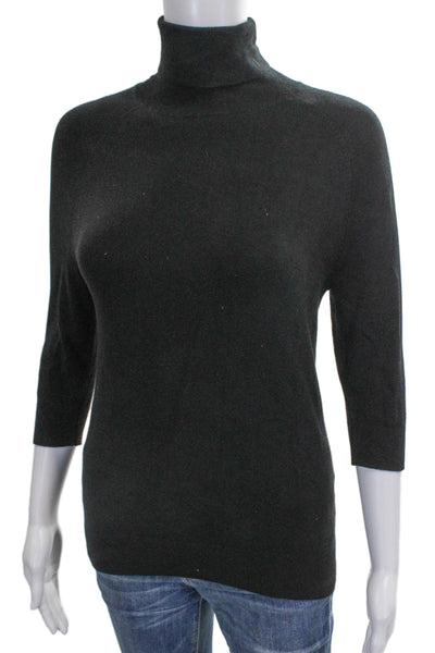 Zara Womens Black Turtleneck Pullover Sweater 3/4 Sleeve Polyester Size M