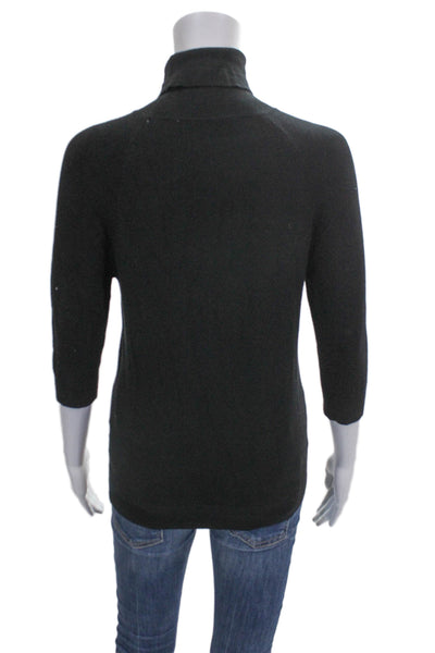 Zara Womens Black Turtleneck Pullover Sweater 3/4 Sleeve Polyester Size M