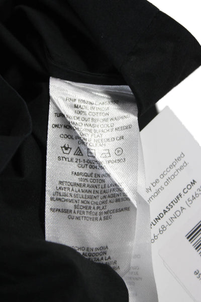 Joie Womens Black Cotton Basic Blouse Round Neck Button Long Sleeve Size M