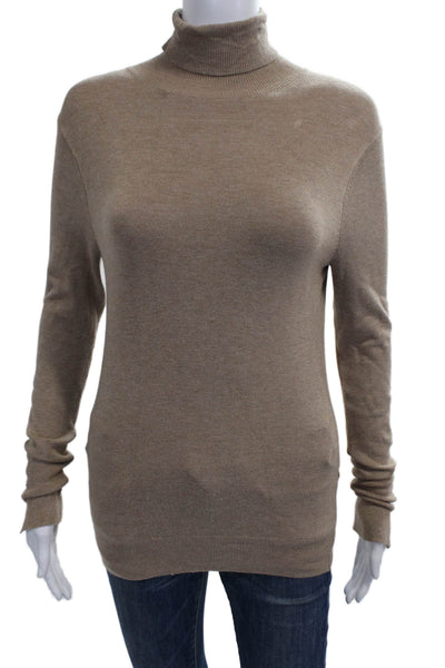 Zara Women Pullover Sweater Beige Turtleneck Long Sleeve Polyester Size M