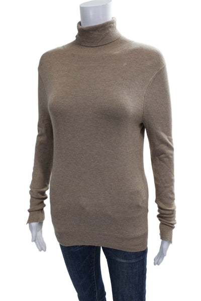 Zara Women Pullover Sweater Beige Turtleneck Long Sleeve Polyester Size M