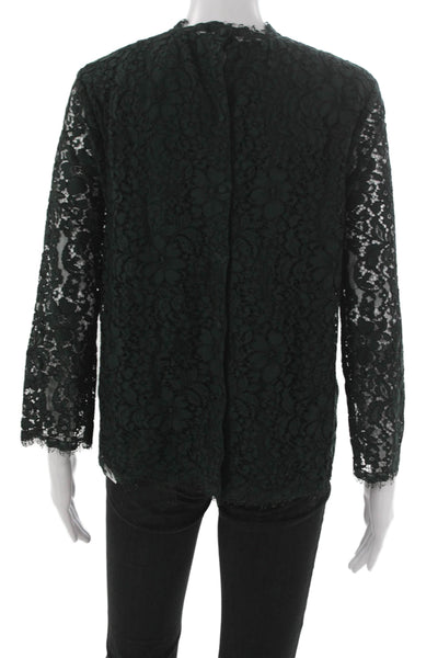 Joie Womens Green Floral Rayon High Neck Long Sleeve Blouse Size M