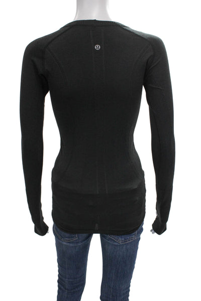 Lululemon Women Gray Nylon Pullover T-Shirt Crew Neck Long Sleeve Size 4