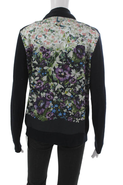 Ted Baker London Womens Cardigan Blue Floral Cowl Neck Long Sleeve Size 3