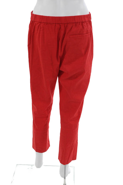Theory Women Ankle Pants Red Linen Pull On Size 8