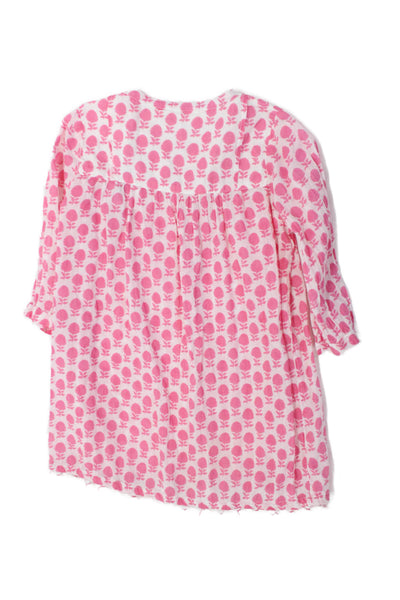 Roller Rabbit Girls 3/4 Sleeve V Neck Tassel Trim Floral Dress White Pink Size 6