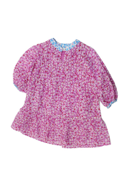 Roller Rabbit Girls Short Sleeve V Neck Floral Vinca Nyala Dress Purple Size 4