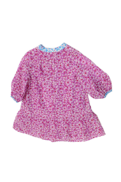 Roller Rabbit Girls Short Sleeve V Neck Floral Vinca Nyala Dress Purple Size 4