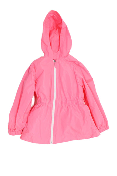 Jacadi Girls Front Zip Long Sleeve Hooded Light Jacket Neon Pink Size 6