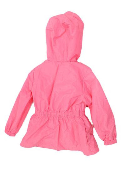 Jacadi Girls Front Zip Long Sleeve Hooded Light Jacket Neon Pink Size 6