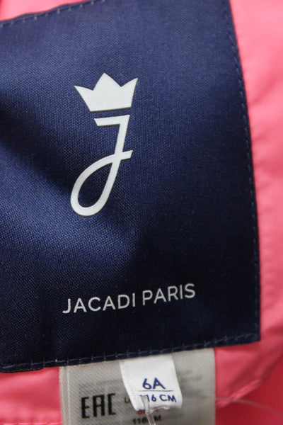 Jacadi Girls Front Zip Long Sleeve Hooded Light Jacket Neon Pink Size 6