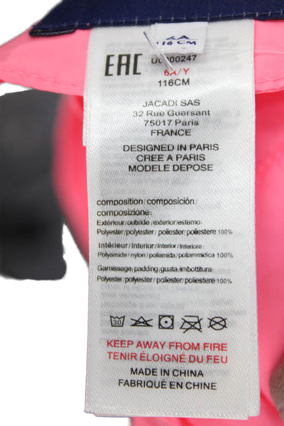 Jacadi Girls Front Zip Long Sleeve Hooded Light Jacket Neon Pink Size 6