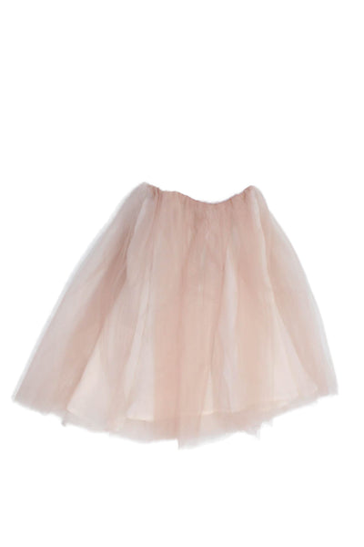 Bonpoint Girls Elastic Waistband Tulle Overlay A Line Skirt Pink White Size T1