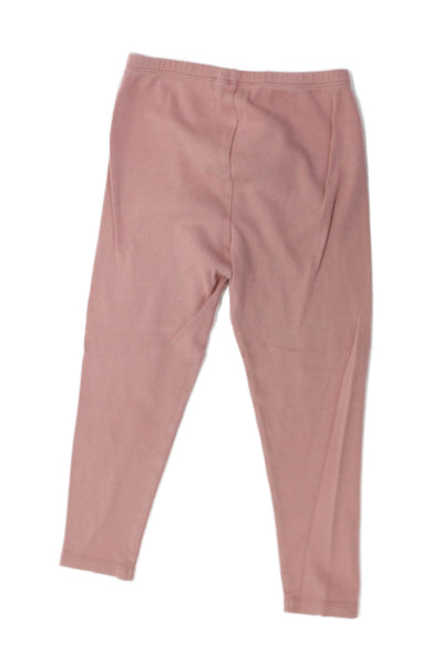 Bonpoint Girls Elastic Waistband Knit Ankle Leggings Pink Cotton Size 6