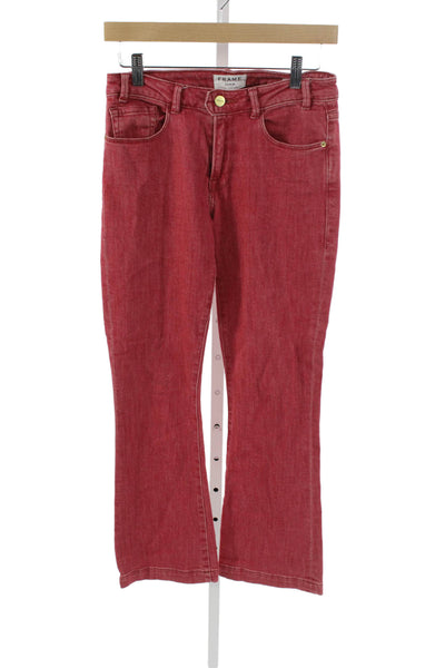 Frame Denim Womens Flared Jeans Red Mid Rise 26 Inseam Size 25