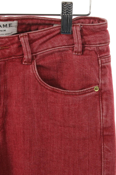 Frame Denim Womens Flared Jeans Red Mid Rise 26 Inseam Size 25