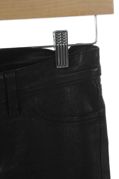 J Brand Womens Skinny Leather Jeans Black Button Size 25