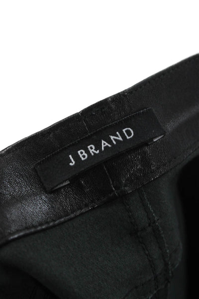 J Brand Womens Skinny Leather Jeans Black Button Size 25