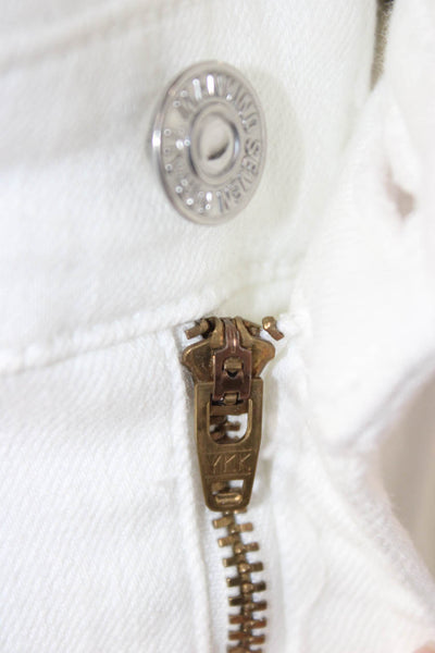 7 For All Mankind Womens Paperbag Jeans White High Rise Button Cotton Size 27