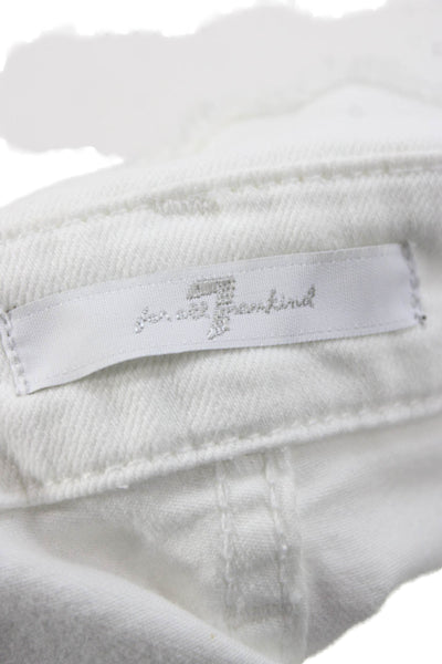 7 For All Mankind Womens Paperbag Jeans White High Rise Button Cotton Size 27