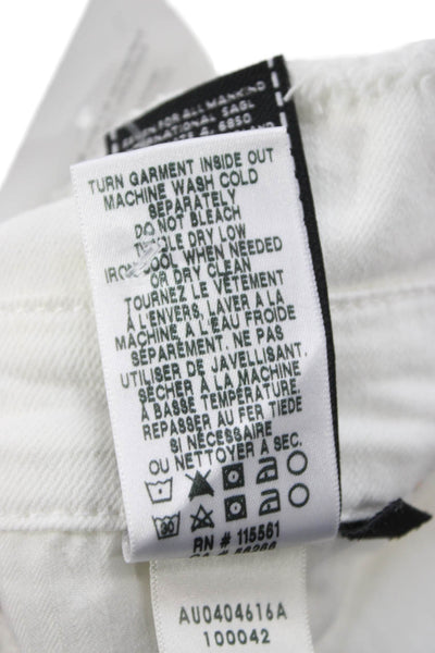 7 For All Mankind Womens Paperbag Jeans White High Rise Button Cotton Size 27