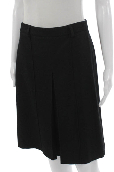 Theory Women Straight Pencil Skirt Black Wool Knee Length Zip Size 2