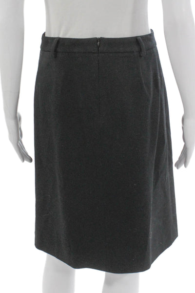 Theory Women Straight Pencil Skirt Black Wool Knee Length Zip Size 2