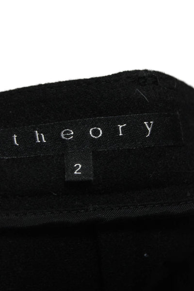 Theory Women Straight Pencil Skirt Black Wool Knee Length Zip Size 2