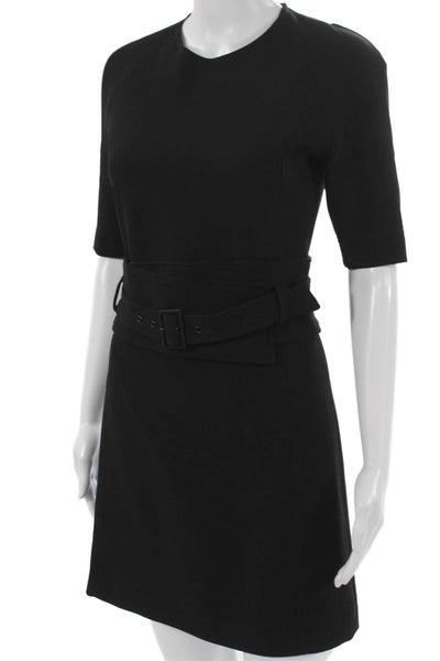 Veronica Beard Womens Sheath Dress Black Round Neck Half Sleeve Mini Size 2