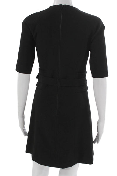 Veronica Beard Womens Sheath Dress Black Round Neck Half Sleeve Mini Size 2