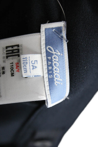 Jacadi Girls Side Zip Double Breasted Pleated A Line Skirt Navy Blue Size 5