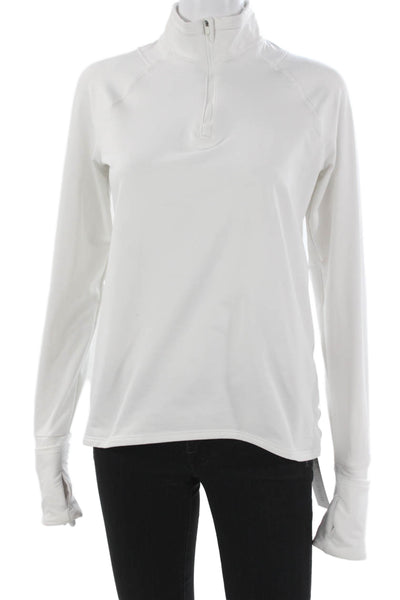 Athleta Womens White Mock Neck Zip Pullover Long Sleeve Polyester Size XS