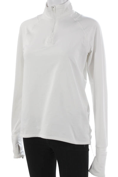 Athleta Womens White Mock Neck Zip Pullover Long Sleeve Polyester Size XS