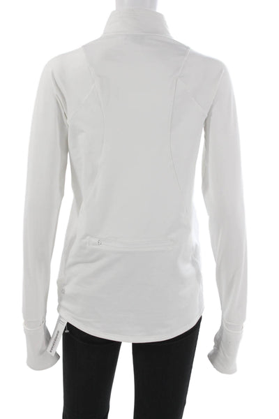 Athleta Womens White Mock Neck Zip Pullover Long Sleeve Polyester Size XS