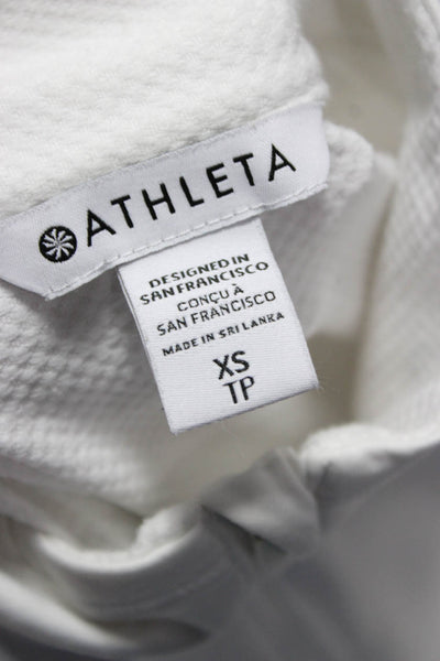 Athleta Womens White Mock Neck Zip Pullover Long Sleeve Polyester Size XS