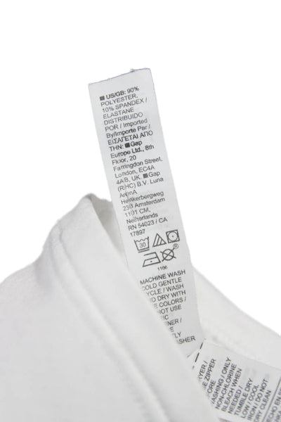 Athleta Womens White Mock Neck Zip Pullover Long Sleeve Polyester Size XS