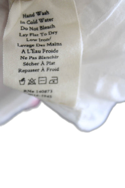 Love Shack Fancy Girls Smocked Tiered Floral Ribbon Skirt White Pink Size 5-6