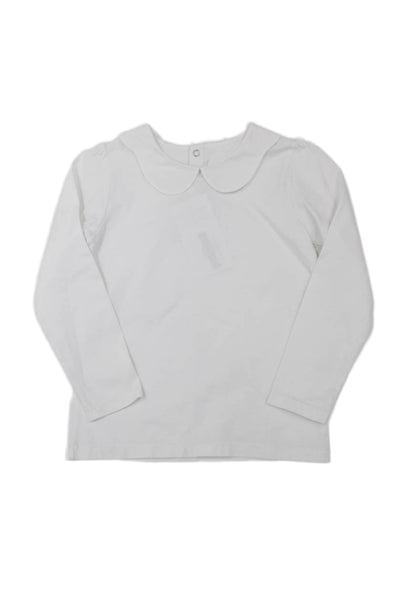 Jacadi Girls Long Sleeve Collared Shirt Blouse White Cotton Size 6