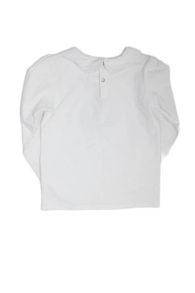 Jacadi Girls Long Sleeve Collared Shirt Blouse White Cotton Size 6