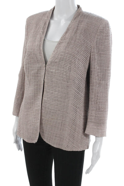 Not Available Womens Basic Wool Geometric Jacket 3/4 Sleeve Hook Eye Size 12