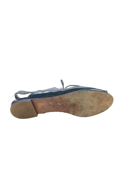 Jil Sander Womens Patent Leather Open Toe Flats Teal Size 39.5 9.5