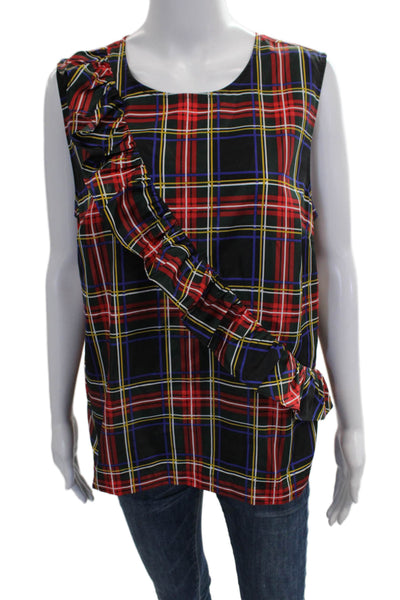 J Crew Women Multicolor Plaid Sleeveless Button Blouse Size 12
