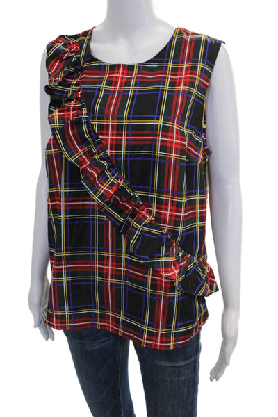 J Crew Women Multicolor Plaid Sleeveless Button Blouse Size 12