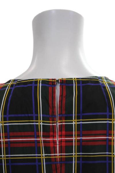 J Crew Women Multicolor Plaid Sleeveless Button Blouse Size 12