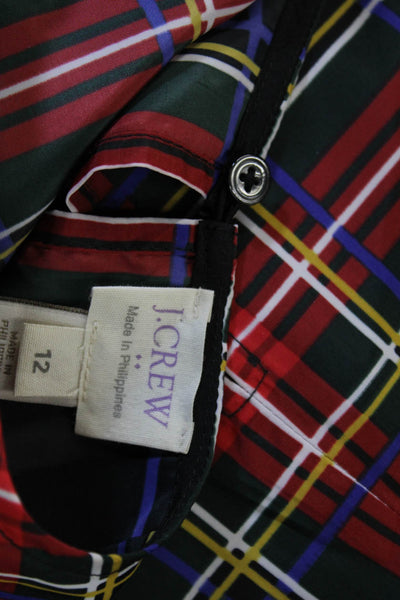 J Crew Women Multicolor Plaid Sleeveless Button Blouse Size 12