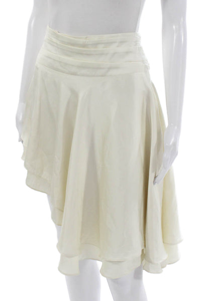 Lioness Women Ivory A-Line Skirt Polyester Zip Short Size 8