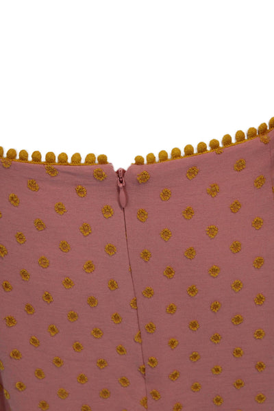Majorelle Women Mini Polka Dot V-Neck Button Long Sleeve Pink Dress Size M